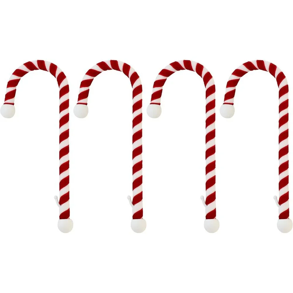 Lightweight Velvet Candy Cane Stocking Holders - 4 Stylish Christmas Hangers